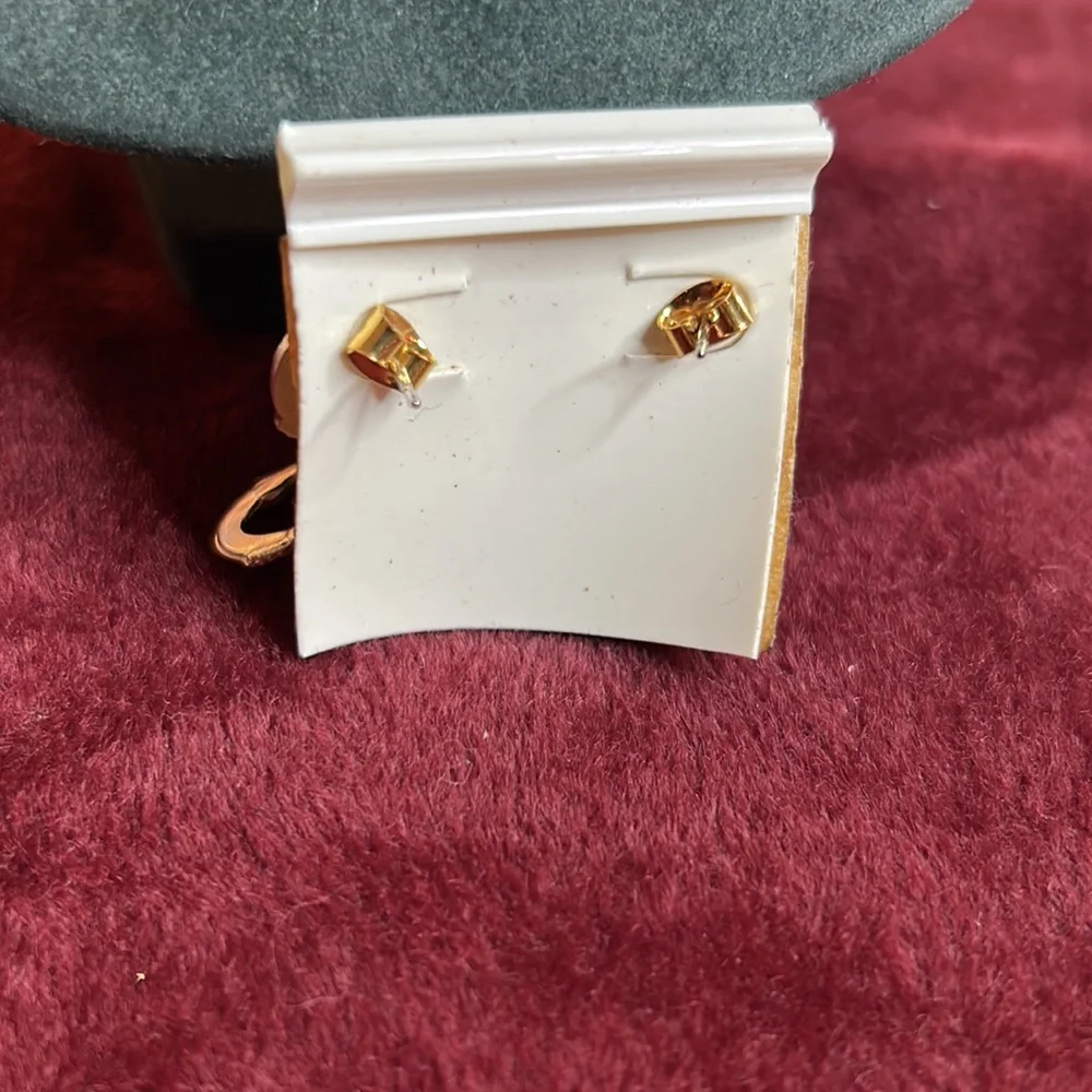 🍓VTG DEADSTOCK 70s SILVER PLATED HANDCUFF EARRINGs - Picture 2 of 2